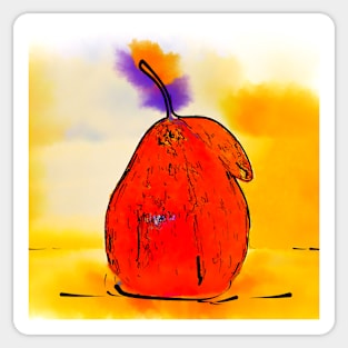 Orange Pear Watercolor Sticker